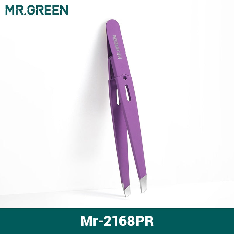 MR.GREEN  Eyebrow Tweezer Colorful Hair Beauty Fine Hairs Puller Stainless Steel Slanted Eye Brow Clips Removal Makeup Tools