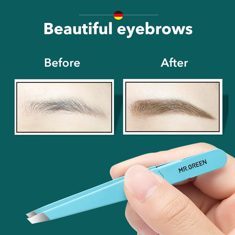 MR.GREEN  Eyebrow Tweezer Colorful Hair Beauty Fine Hairs Puller Stainless Steel Slanted Eye Brow Clips Removal Makeup Tools