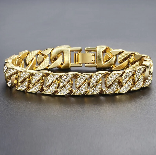 Miami Curb Cuban Chain Bracelet For Men Gold